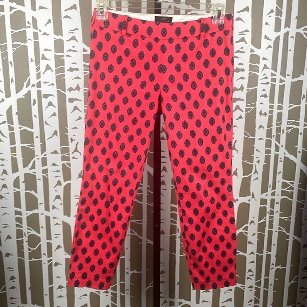 J. Crew Minnie Pant Coral Print Crop sz 2